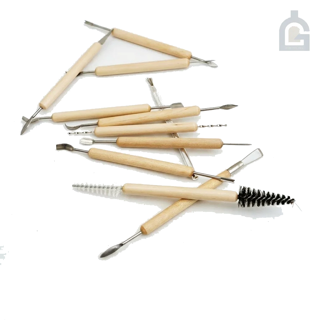 Bộ dụng cụ điêu khắc đất sét 11 chi tiết cán gỗ làm gốm chuyên nghiệp