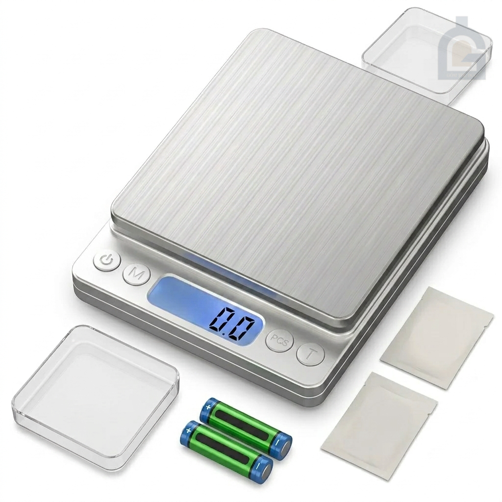 Cân Tiểu Ly Điện Tử Mini 3kg/0.1g Mặt Inox – Cân Định Lượng Men Gốm, Hóa Chất, Làm Bánh