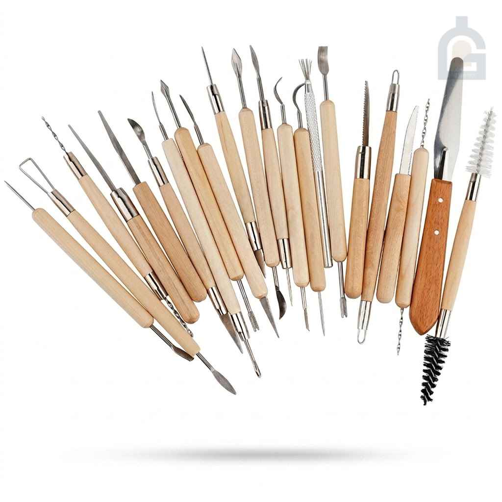 Combo bộ dụng cụ gỗ đầu nhọn làm gốm 22 món